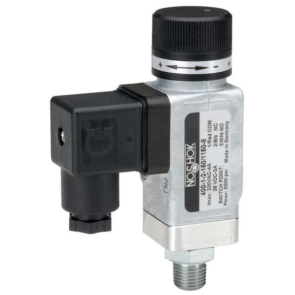 Pressure Switch, Standard, SPDT, 7/16" SAE, 300 to 5000 psi Range, Die-Cast Zinc